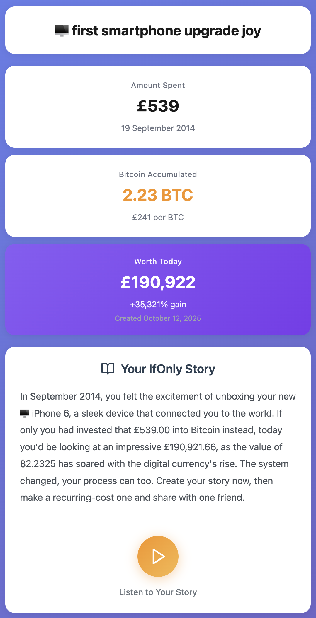 First Smartphone Upgrade Bitcoin Story